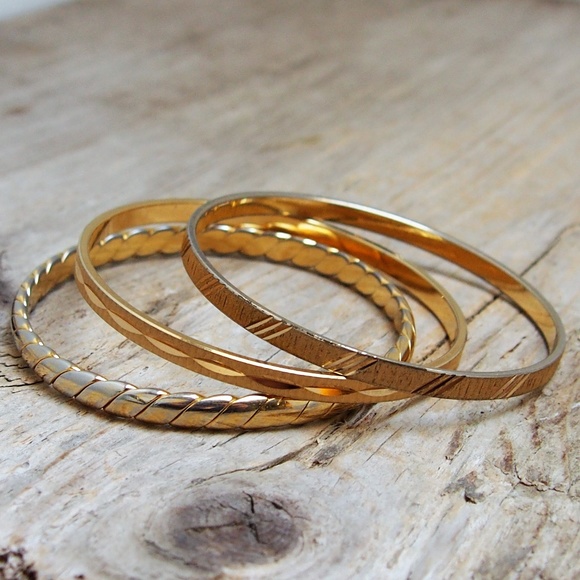 Monet Jewelry - 3 Monet Bangle Bracelet Bundle Gold-Tone